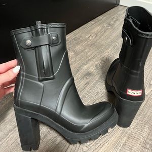 high heel hunter boots